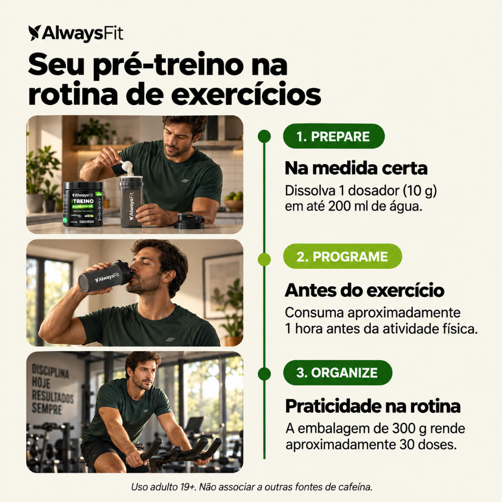 Pré-Treino Limão AlwaysFit | 200 mg Cafeína, Palatinose, Beta-Alanina, Arginina e Taurina | 300 g — imagem 2 de 2