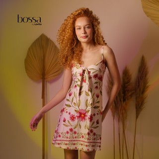 Lovito Bossa Vestido Curto de Alças Finas Estampa Boho Floral DRB1088BRL1118