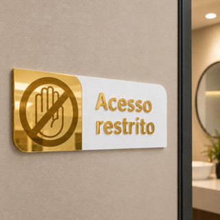 Placa Sinalização Acesso Restrito Acrílico Identificação Porta Empresa Escritório Fita Dupla Face