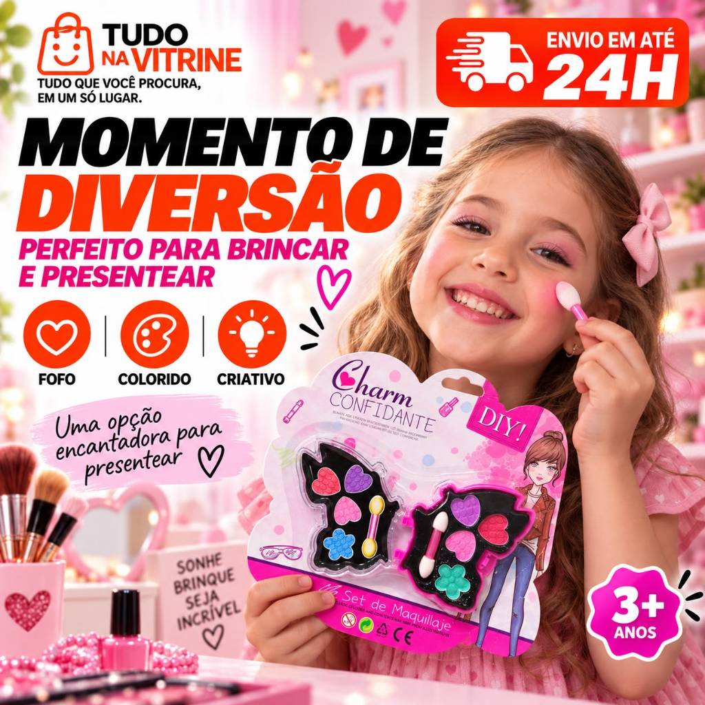 Maquiagem Infantil Kit Make Infantil Menina Presente Brinquedo de Maquiagem