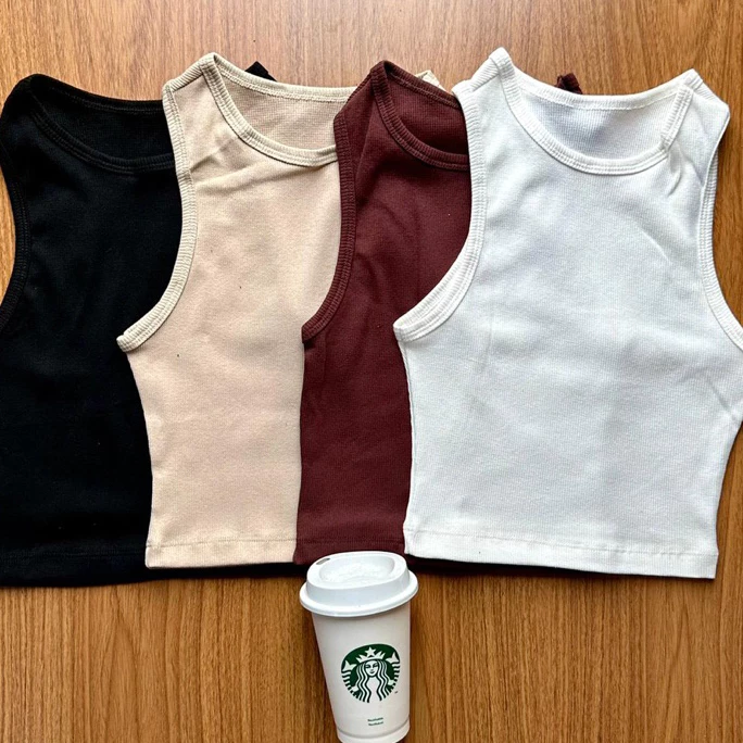 Kit 3 Cropped Feminino Canelada Regata Feminina Camiseta Básica Feminina Crooped Regatinha Cropet canelado básico