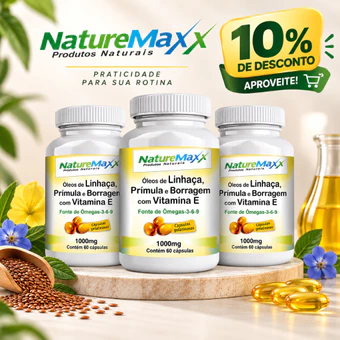 KIT 3x Óleo de Linhaça Prímula Borragem + Vitamina E 1000mg C/60 Cápsulas Menopausa - suplemento alimentar - NitrumCaps