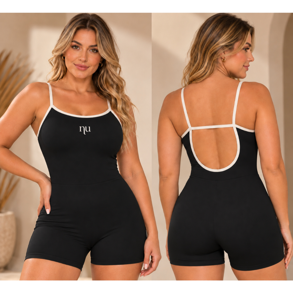 Macaquinho Fitness Feminino Poliamida Premium Costas Aberta Zero Transparência Academia Corrida Crossfit Yoga P M G GG