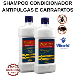 Shampoo Antipulgas Para Cachorro Carrapatos Piolhos World Veterinária Shampoo Antiparasitário Para Cães 500ml