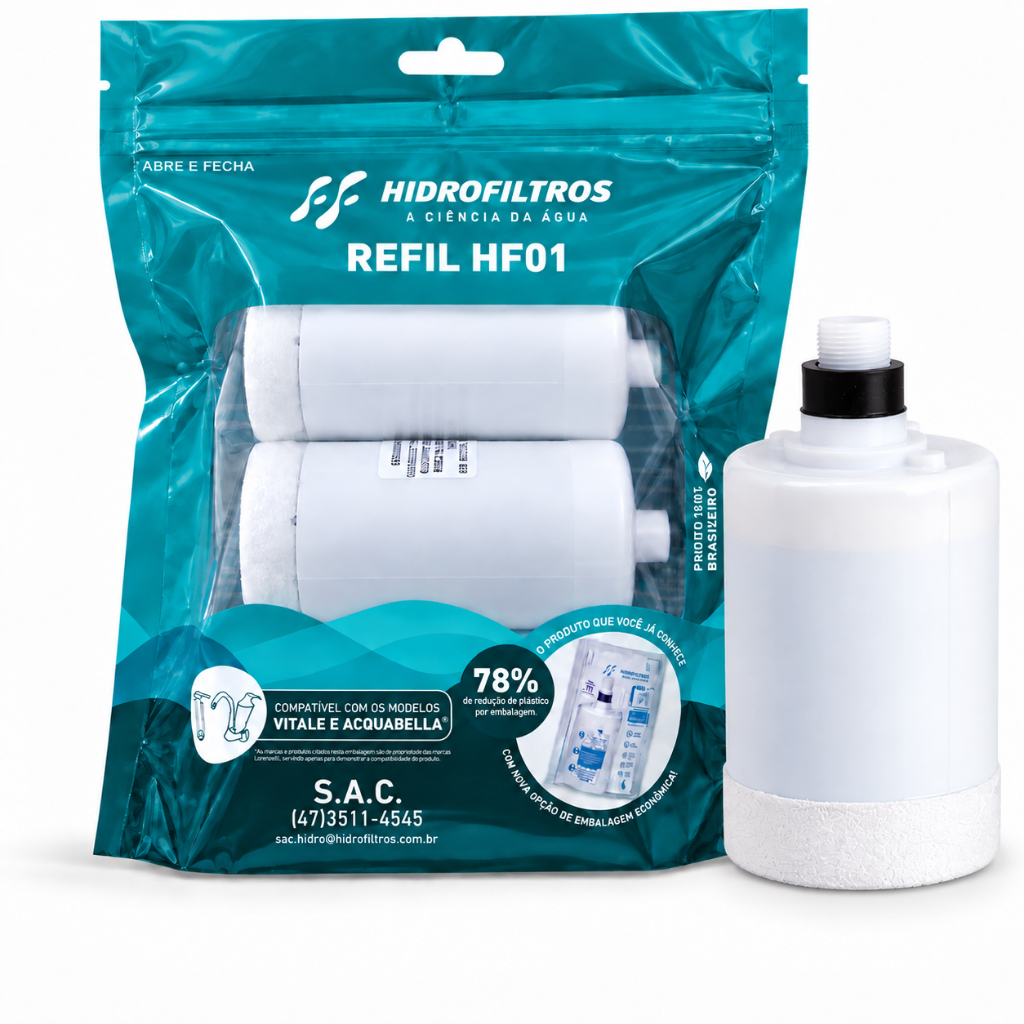 1, 2, 3 ou 4 Refil Vela HF-01 Filtro Água Torneira Purificador Compatível Acqua Bella Vitale Lorenzetti Rv-01