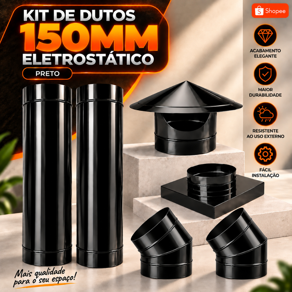 Kit Para Churrasqueira Pré Moldada 30x30/150mm Preto