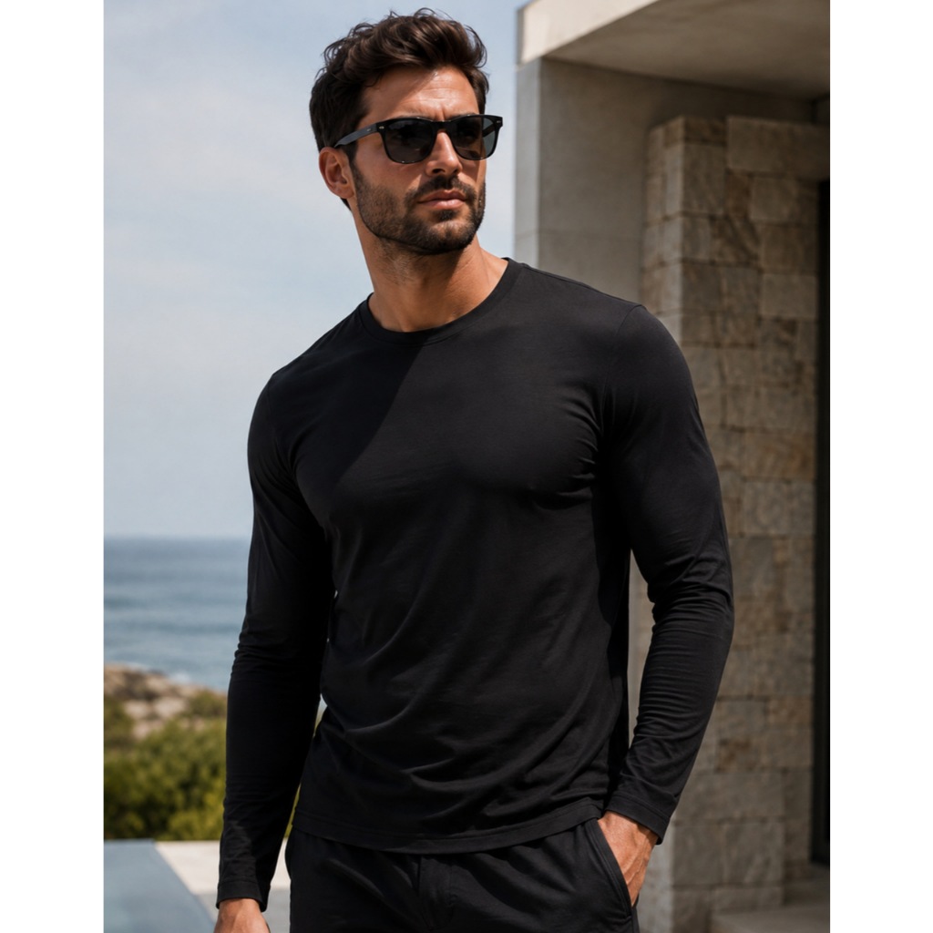 Camisa Proteção Uv Masculina Malha Fria Térmica Manga Longa Toque Macio Gelado Segunda Pele  Dry Fit