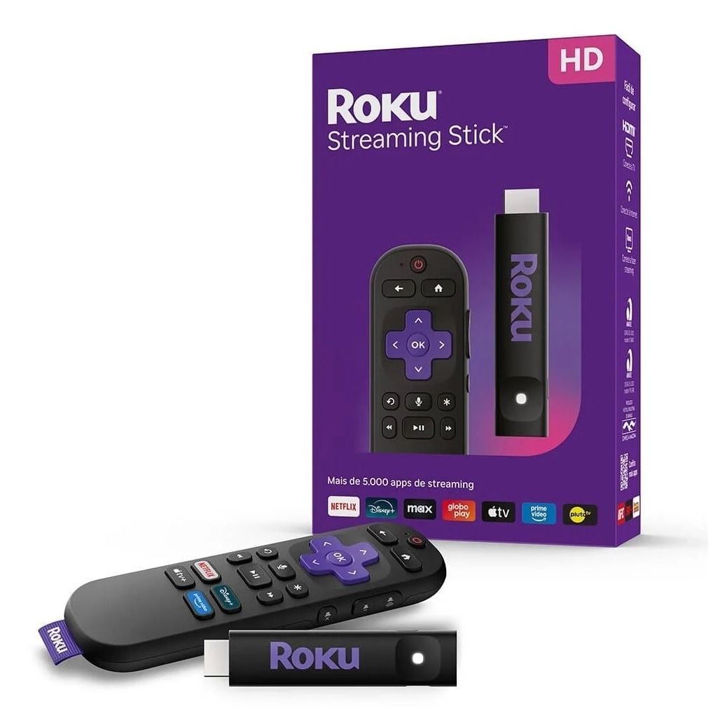 Roku Streaming Stick 2025 TV HD/FHD Controle por Voz - 3840BR