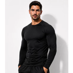 Camisa Preta Térmica Proteção Solar Uv 50+ Segunda Pele Compreensão Manga Longa Lisa Varias Cores