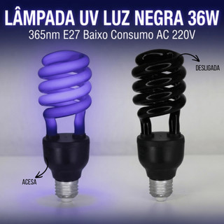 Lâmpada UV Luz Negra 36W 365nm E27 Baixo Consumo AC 220V Festas DJ Neon Eventos Casa Decoração Lâmpada Roxa