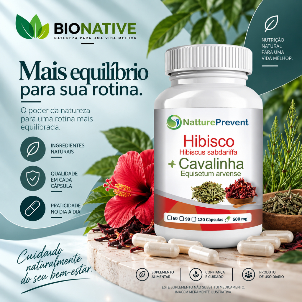 HibisBio 500 mg 60 / 90 / 120 Cápsulas - Suplemento Alimentar - BIONATIVE