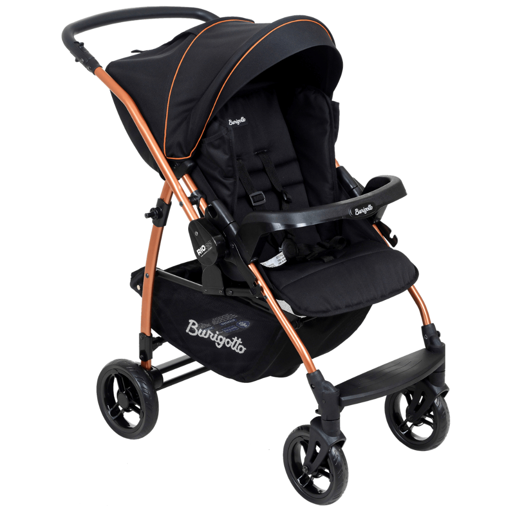 Carrinho de Bebe Berço Reversivel Burigotto RioK 22 Preto Cobre