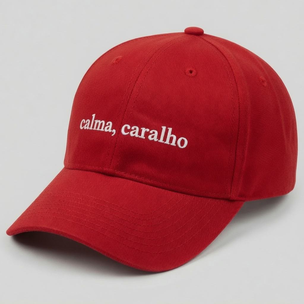 Boné Calma Caralho Aba Curva Estampado | Branco Bege Marrom Preto Vermelho | Dad Hat Frase Engraçada
