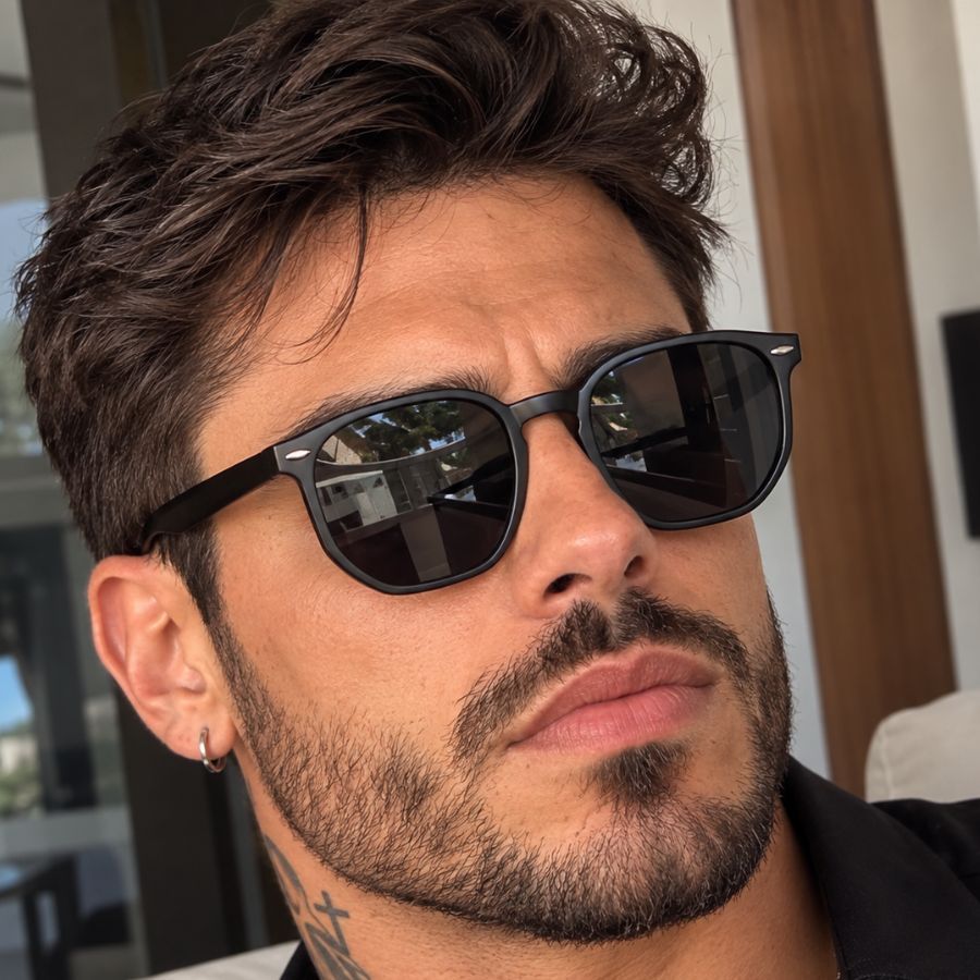 Óculos Masculino Marrom Escuro Lentes com Proteção UV 400 Redondo Confortável Marca Seven