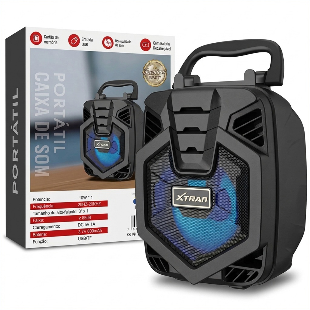 Caixa De Som Bluetooth Tws TF Graves Alta Fidelidade HIFI Duplo Alto-falante Speaker Portátil Som Potente