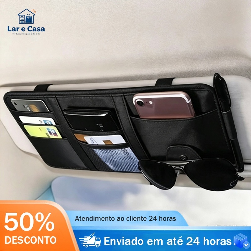 Bolsa Organizadora para Quebra Sol do Carro Acessório Interior Veicular Multiuso