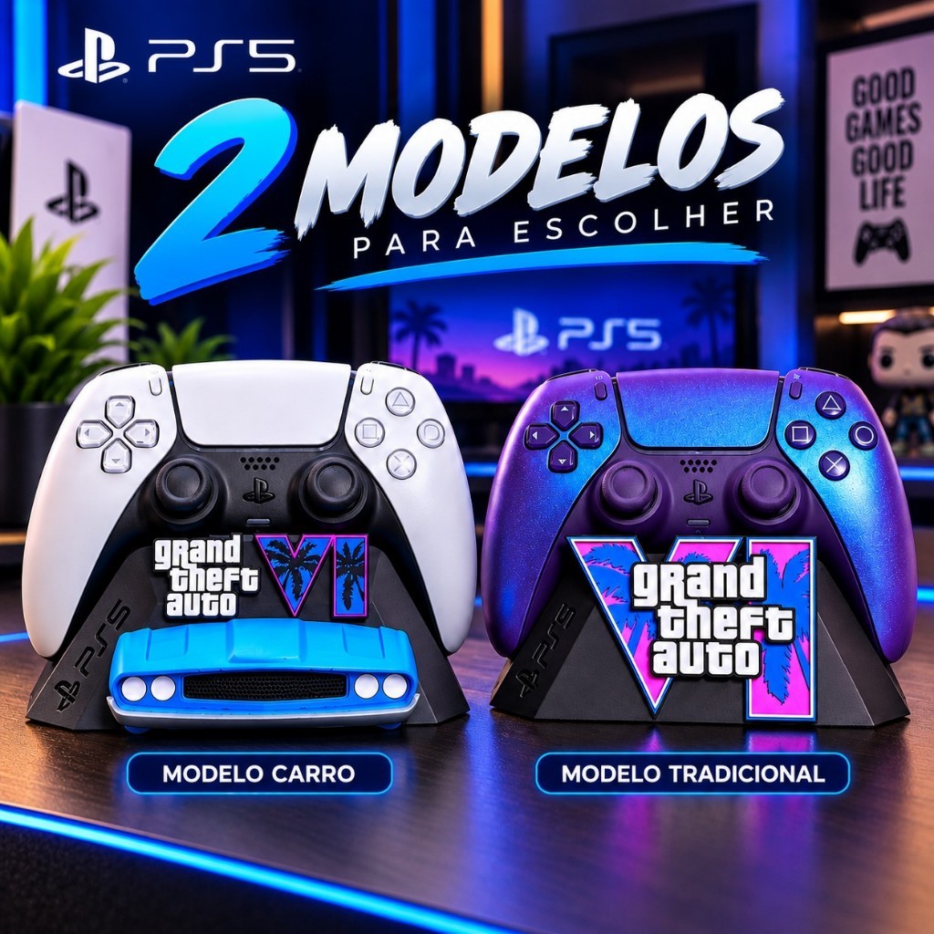 Suporte Controle PS5 Xbox Gamer Porta Controle Organizador de Mesa para Setup e Decoração Gamer