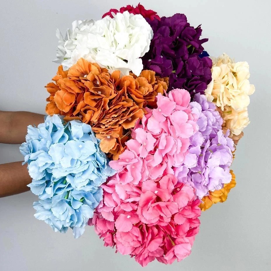 Buquê de Hortência Flores Artificial Floral Folhagem P/ Decoração Casamento, Arranjos, Decorar Festas A-11