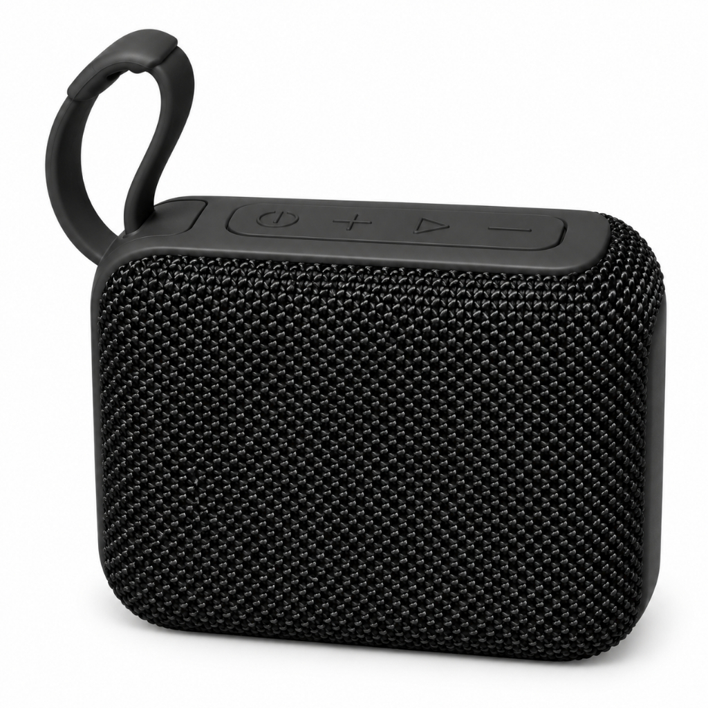 Caixa de Som Bluetooth Portátil Preta com Alça, USB, Cartão de Memória e Recarga USB-C