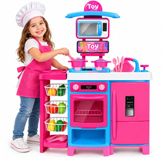 Cozinha Infantil Grande Completa Com Fogãozinho, Acessórios De Culinária Brinquedo Interativo