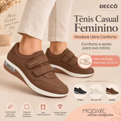 Tênis Feminino Modare Casual Com Duas Tiras Ajustáveis Calce Fácil Confortável Moderno