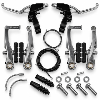 Kit Completo Freio V-brake Em Alumínio Ou Plástico Para Bicicleta Frenagem Nylon Com Maçaneta