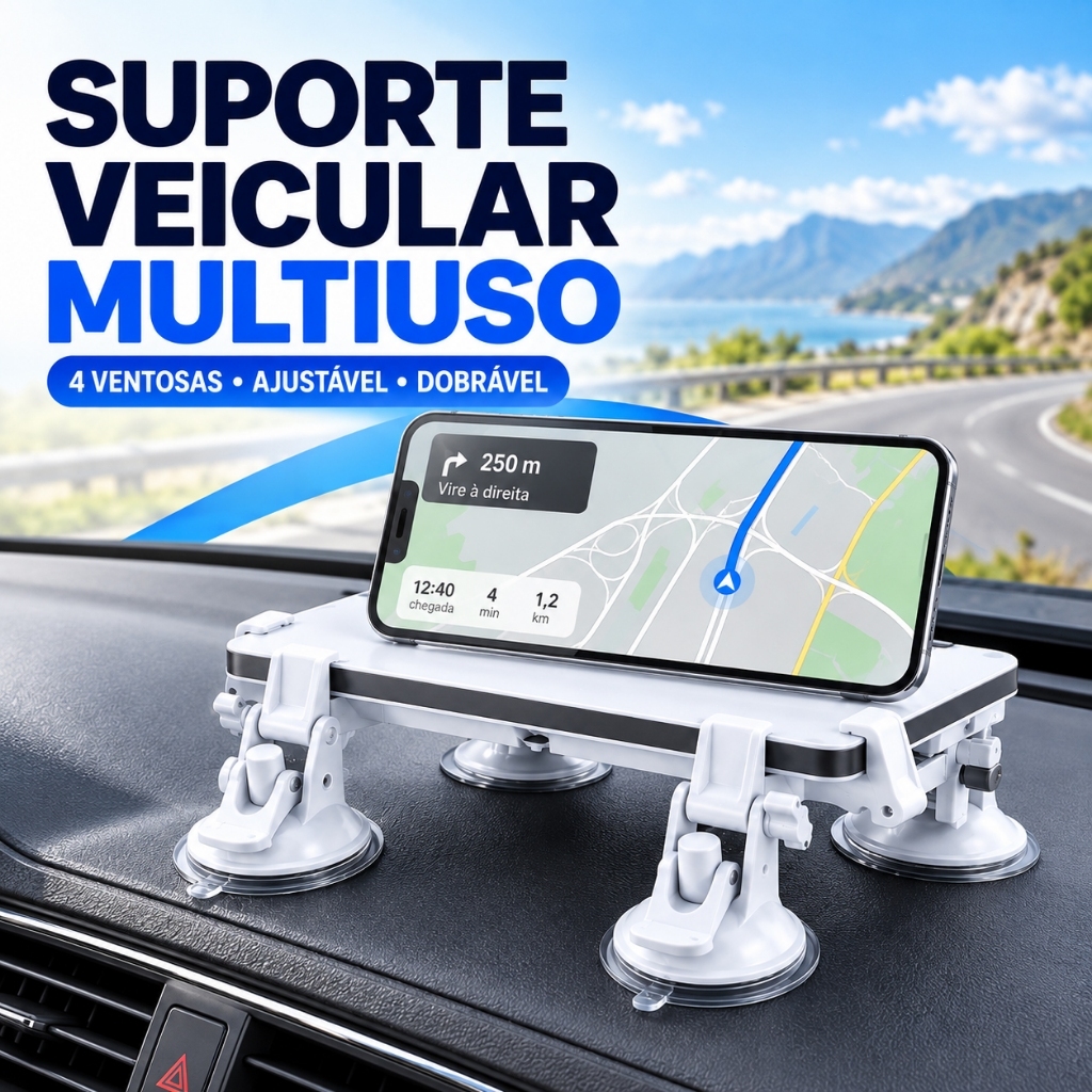 Suporte Veicular com Ventosas e Ventilador para Starlink Mini