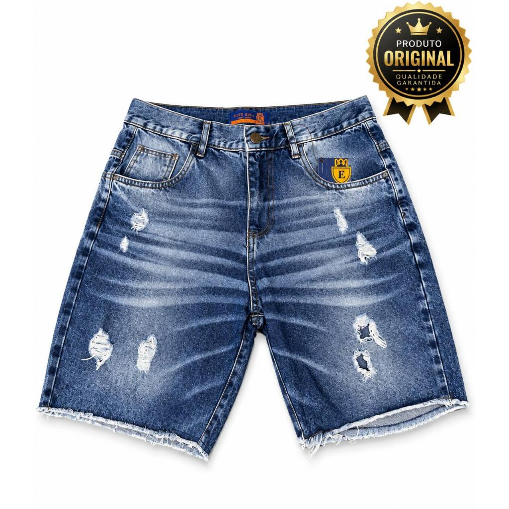 Bermuda jeans Masculina Estilo Jogador Original Curta Linha Premium Short Rasgado