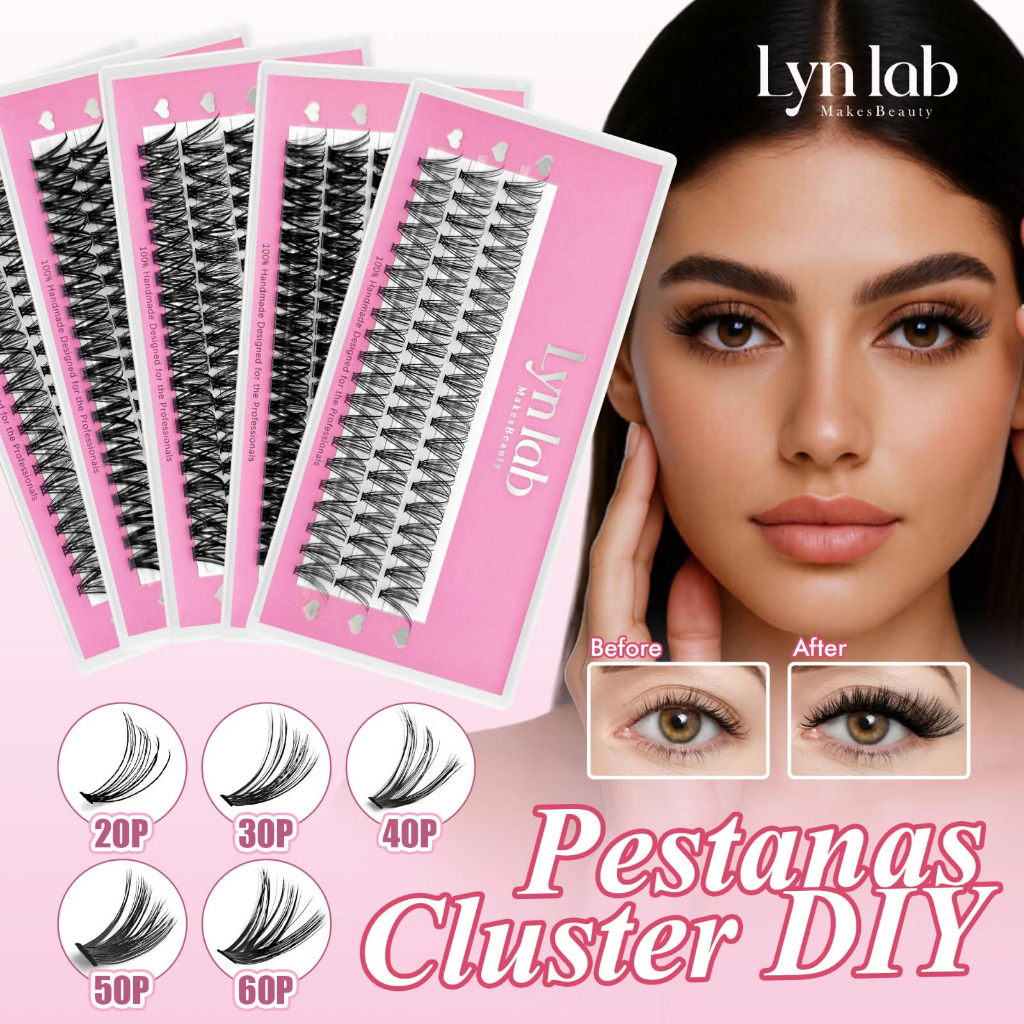 Kit 10 Caixinhas Cílios Tufo / Tufinho 3 filheira lynlab | Escolha Tamanho e Quantidade de Pêlos (20Pa 60P)