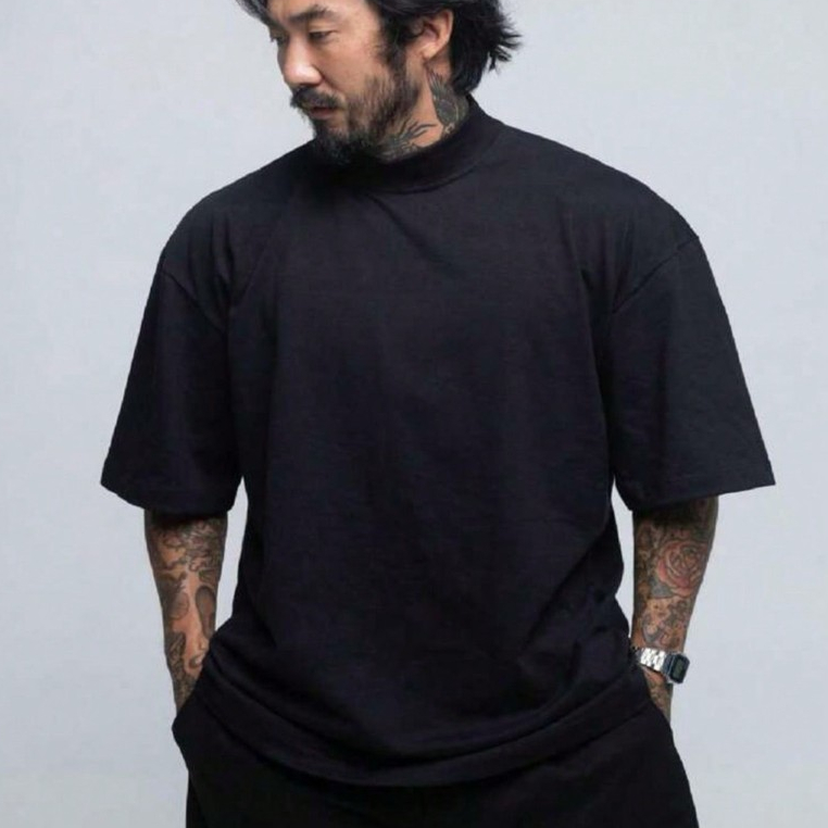 CAMISETA GOLA ALTA OVERSIZED MASCULINA 100% ALGODÃO/CAMISETA BASICA/MASCULINA
