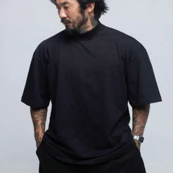 CAMISETA GOLA ALTA OVERSIZED MASCULINA 100% ALGODÃO/CAMISETA BASICA/MASCULINA