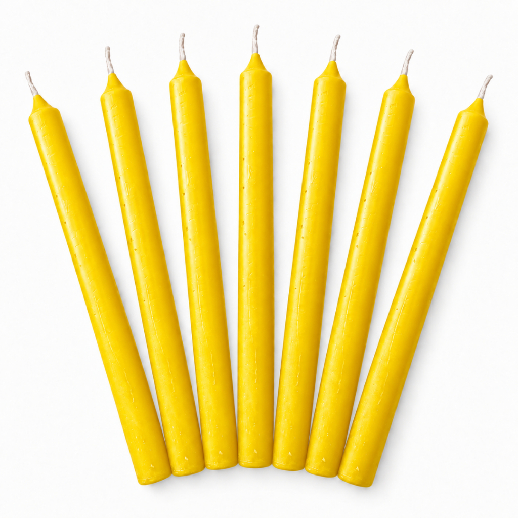 Vela Comum Palito Amarela Kit Com 8 Unidades