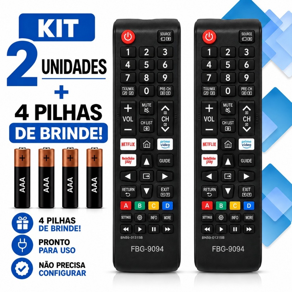 Controle Remoto Samsung Smart TV com Pilhas Pronto para Uso entrega rapida