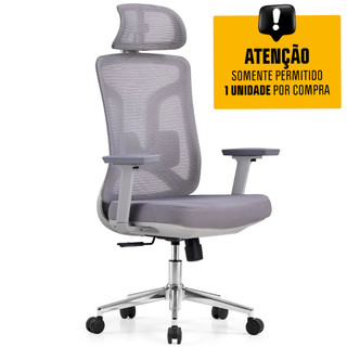 Cadeira de Escritório Diretor Dr.Office Ergo Pro, Mesh Respirável, Regulagem de Altura, Cinza