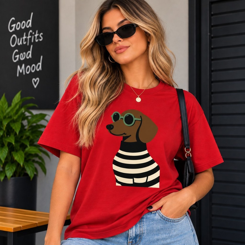 Camisa Camiseta Feminina Cachorrinho Excelente Acabamento Estilosa Confortável Gola Redonda 100% Algodão