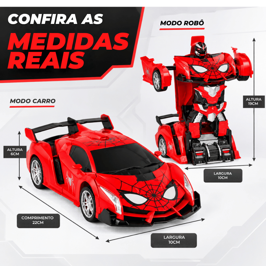 Carrinho de Controle Remoto 2 em 1 Vira Robô Transformável Bateria Recarregável · foto 2