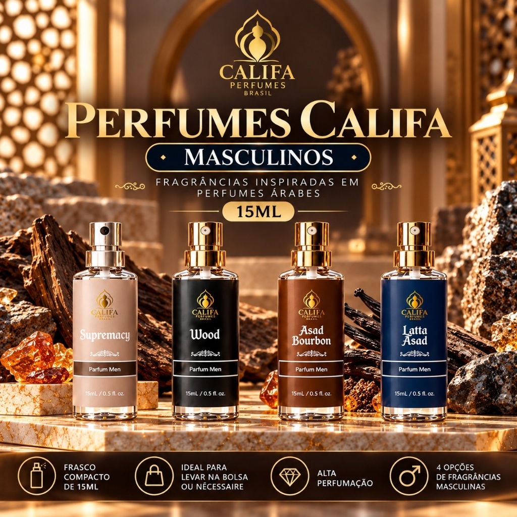 Perfume Masculino Califa 15ml Inspirado em Perfumes Árabes | Mini Perfume Spray