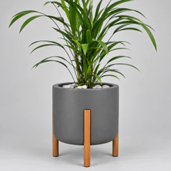 Jarro para plantas com Pé de Madeira Vaso em Polietileno Medio
