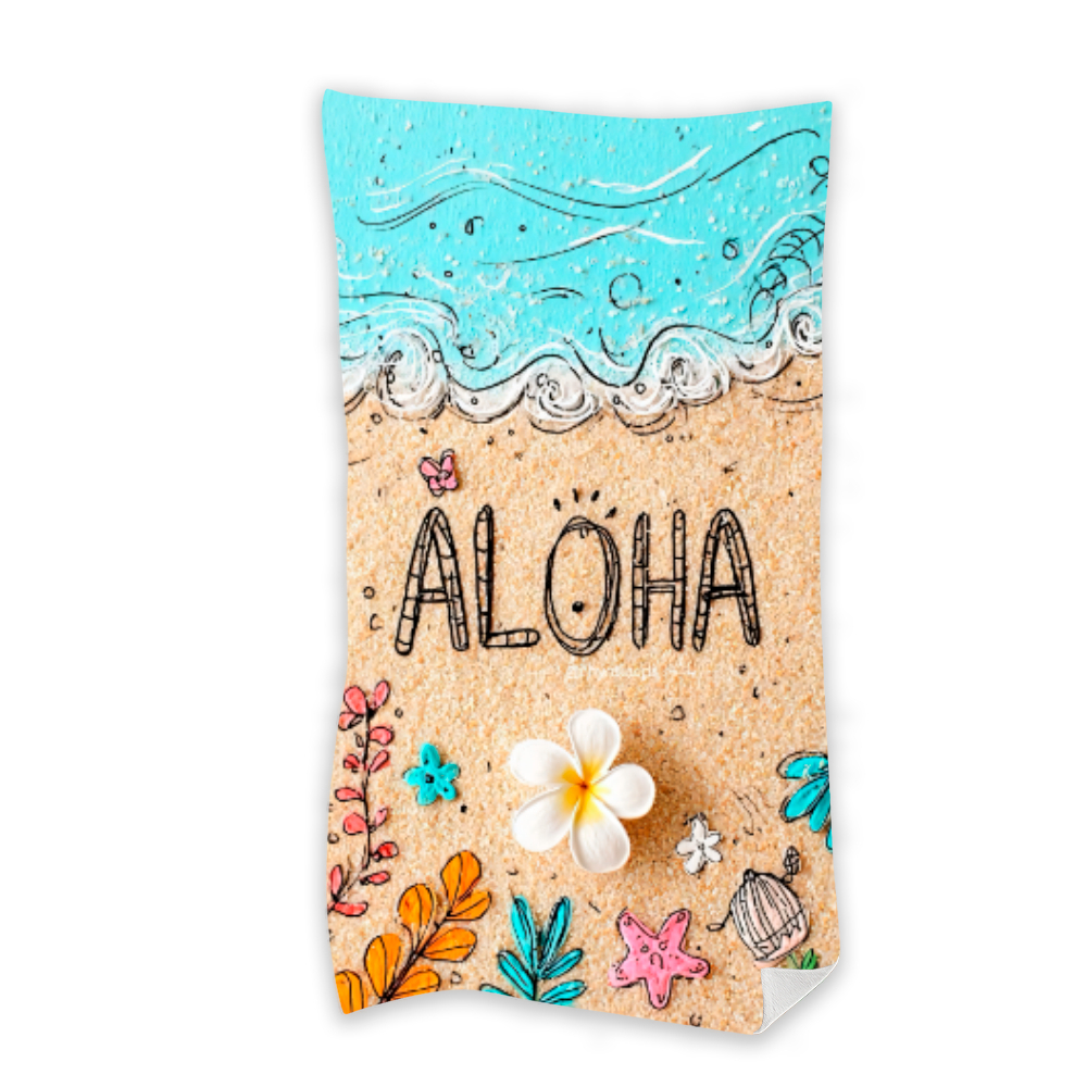 Toalha de Banho Felpuda Tropical Estampada com Paisagem Colorida para Praia Verão