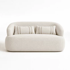 Sofá Namoradeira Serena Orgânico Bouclê Off White Com Almofadas Sofisticada e Confortável para Sala de Estar – AV