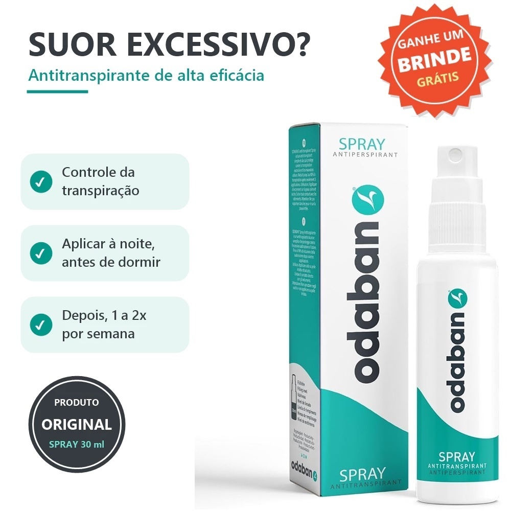 Odaban Spray 30ml Original Antitranspirante - Solução Para Hiperidrose Suor Excessivo Axilas Mãos Pés