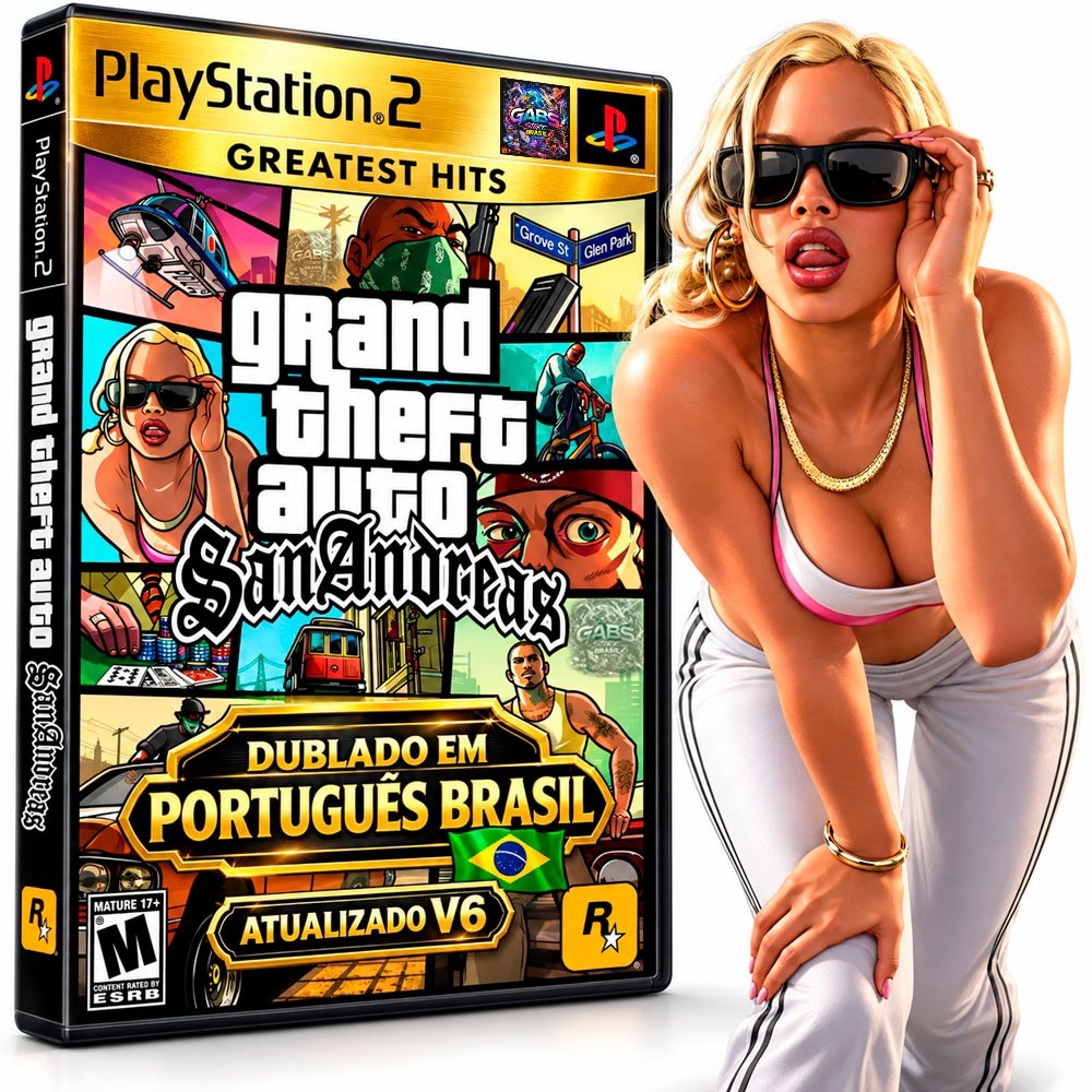 GTA San Andreas Dublado e Traduzido V6 PS2 – Atualizado 100%  Português PT BR – PlayStation 2 Desbloqueado