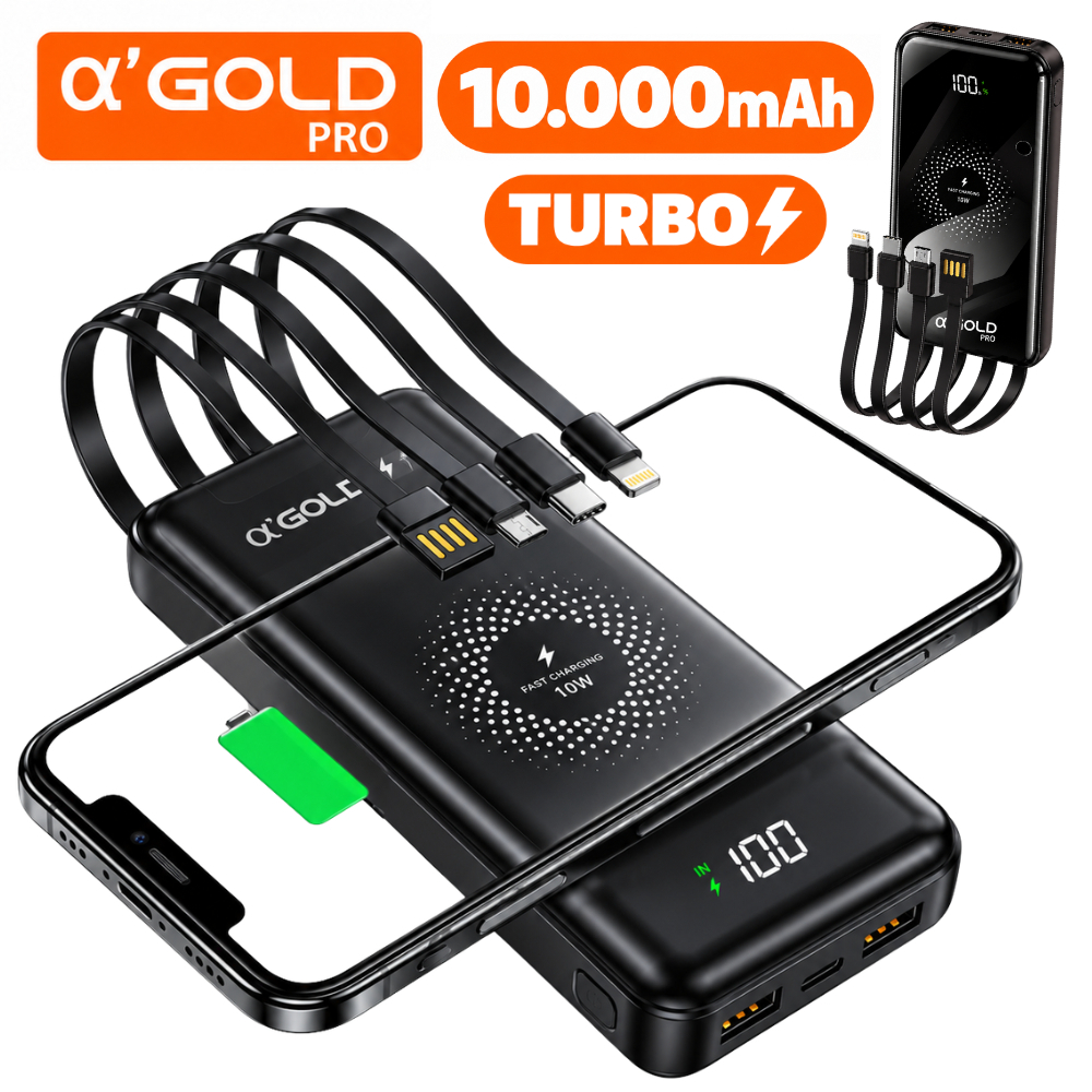 5 em 1 Powerbank 10000mAh Bateria Portátil Com Indução e Aproximação Agold Bte-17