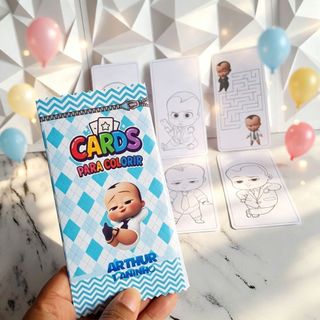 Card de colorir o poderoso chefinho moreno, lembrancinha de festa/ aniversario