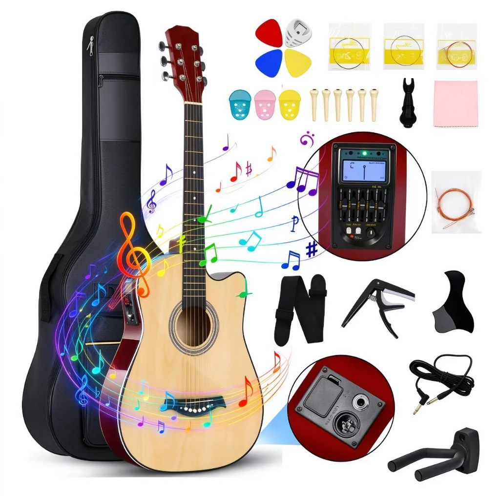 Kit Violão 38" para Iniciantes, Eletroacústico com Equalizador 4 Bandas e Acessórios