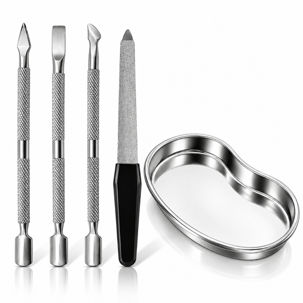 ANA1108 Kit Ferramentas para Cravos e Unhas Pinças Extratores Espátulas Lixa e Bandeja Inox — imagem 2 de 2