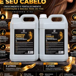 Shampoo Cavalo Profissional Galão 5 Litros Hegelon Liss Crescimento Fortalecimento e Hidratação dos Cabelos