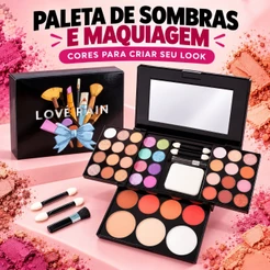 Paleta de Maquiagem LOVÉ RAIN com Sombras Coloridas, Tons para o Rosto, Espelho e Aplicadores