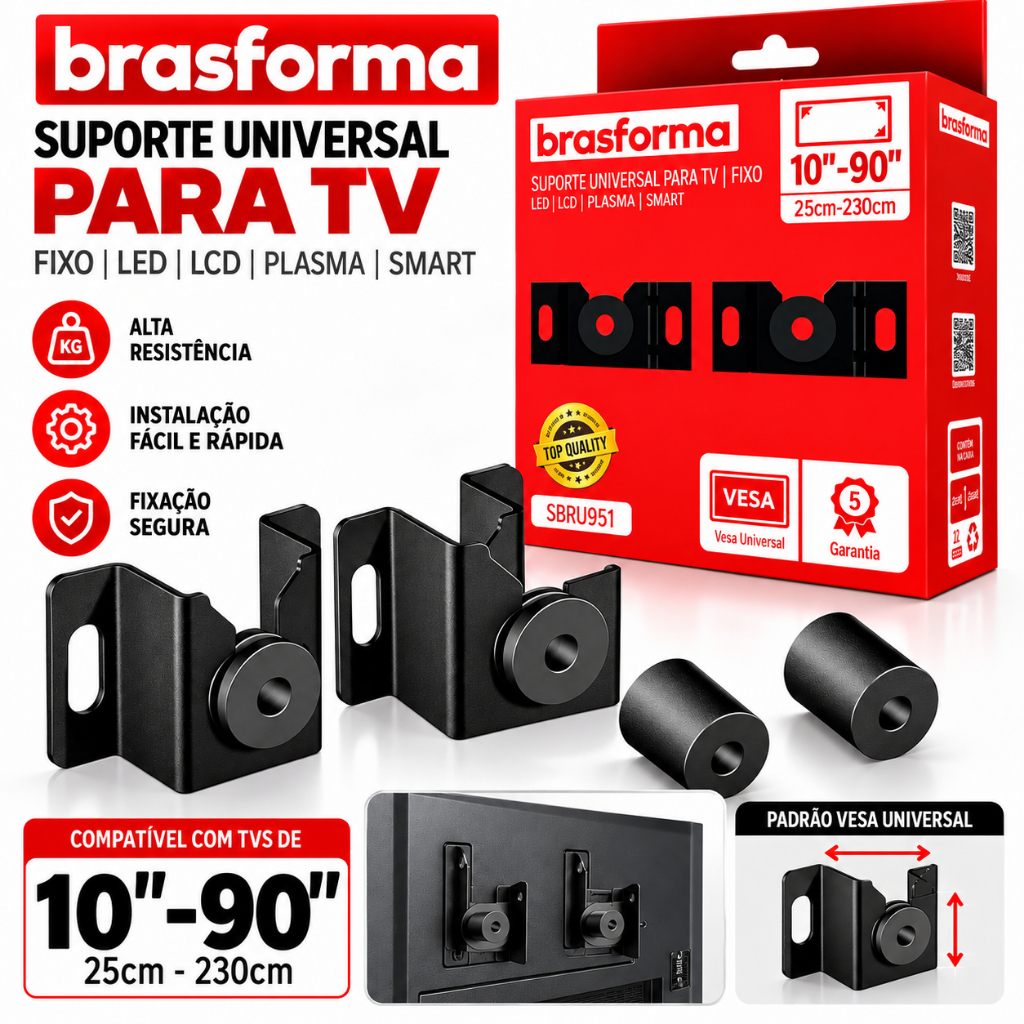 Brasforma fixo universal, 10 a 90 polegadas