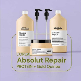 kit L'oreal absolut, Repair, Gold Quinoa 1,5l, shampoo, condicionador,e máscara Profissional;